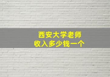 西安大学老师收入多少钱一个