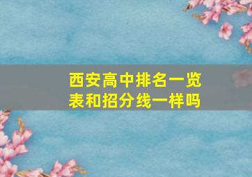 西安高中排名一览表和招分线一样吗