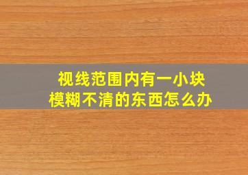 视线范围内有一小块模糊不清的东西怎么办