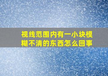 视线范围内有一小块模糊不清的东西怎么回事