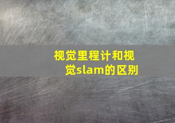 视觉里程计和视觉slam的区别