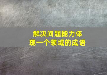 解决问题能力体现一个领域的成语