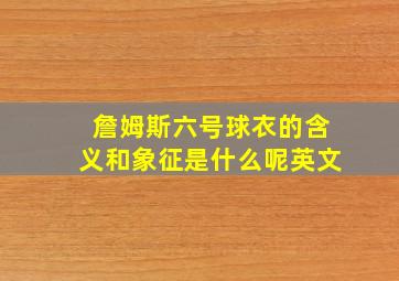 詹姆斯六号球衣的含义和象征是什么呢英文