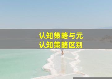 认知策略与元认知策略区别