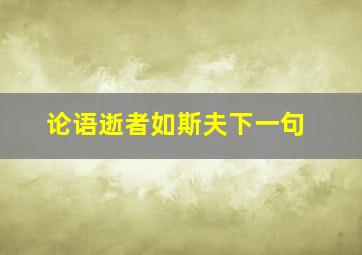 论语逝者如斯夫下一句