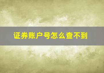 证券账户号怎么查不到