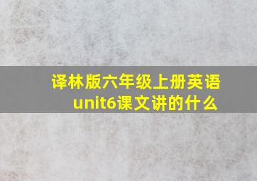 译林版六年级上册英语unit6课文讲的什么