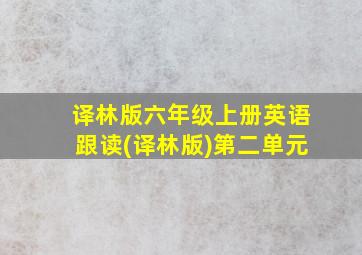 译林版六年级上册英语跟读(译林版)第二单元