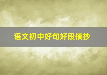 语文初中好句好段摘抄