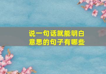 说一句话就能明白意思的句子有哪些