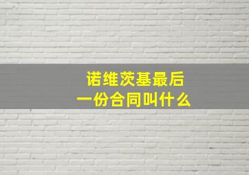 诺维茨基最后一份合同叫什么