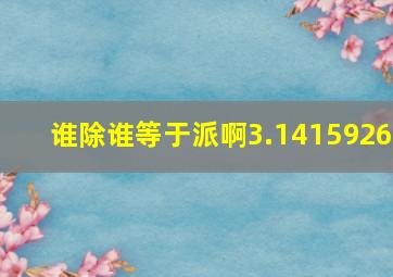 谁除谁等于派啊3.1415926