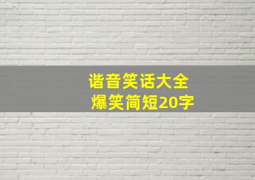 谐音笑话大全爆笑简短20字