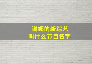 谢娜的新综艺叫什么节目名字