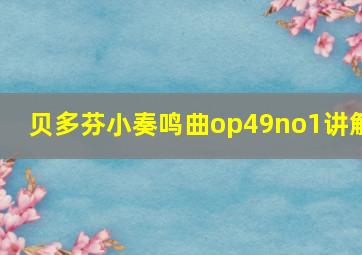 贝多芬小奏鸣曲op49no1讲解