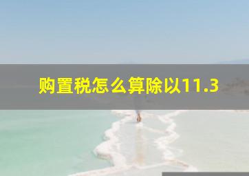 购置税怎么算除以11.3