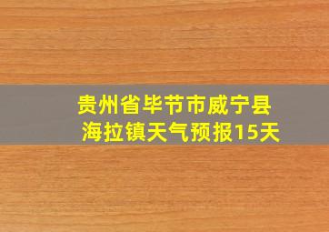 贵州省毕节市威宁县海拉镇天气预报15天