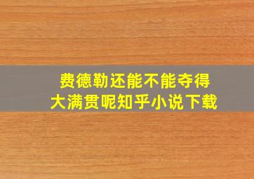 费德勒还能不能夺得大满贯呢知乎小说下载