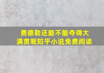 费德勒还能不能夺得大满贯呢知乎小说免费阅读