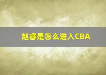 赵睿是怎么进入CBA