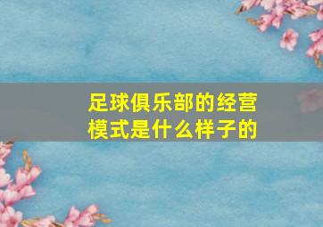 足球俱乐部的经营模式是什么样子的