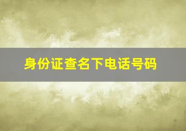 身份证查名下电话号码