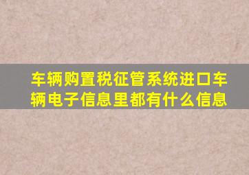 车辆购置税征管系统进口车辆电子信息里都有什么信息