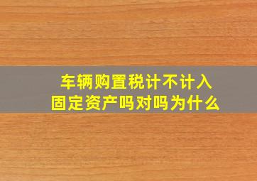 车辆购置税计不计入固定资产吗对吗为什么