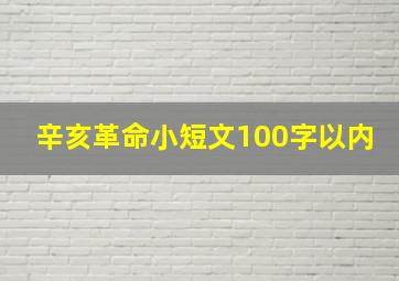 辛亥革命小短文100字以内