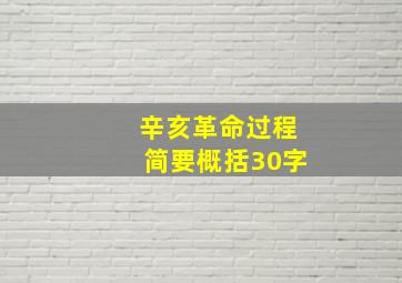 辛亥革命过程简要概括30字