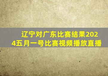 辽宁对广东比赛结果2024五月一号比赛视频播放直播