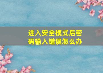 进入安全模式后密码输入错误怎么办