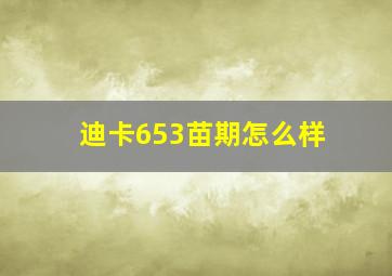 迪卡653苗期怎么样