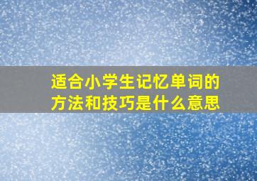 适合小学生记忆单词的方法和技巧是什么意思