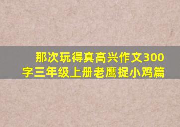 那次玩得真高兴作文300字三年级上册老鹰捉小鸡篇