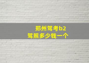 郑州驾考b2驾照多少钱一个