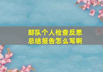 部队个人检查反思总结报告怎么写啊