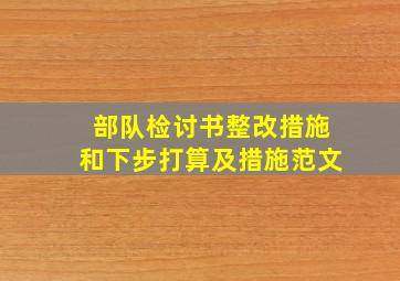 部队检讨书整改措施和下步打算及措施范文