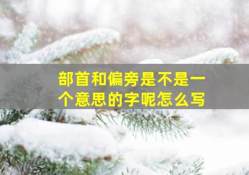 部首和偏旁是不是一个意思的字呢怎么写