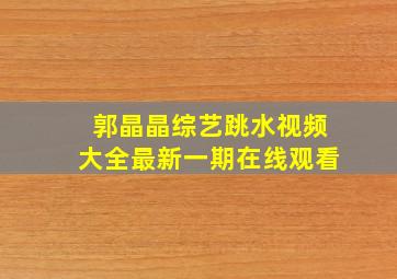 郭晶晶综艺跳水视频大全最新一期在线观看