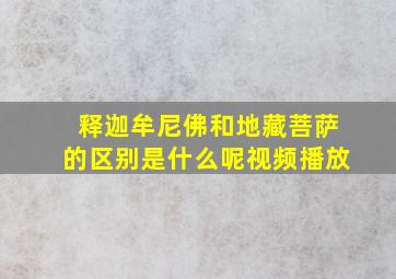 释迦牟尼佛和地藏菩萨的区别是什么呢视频播放