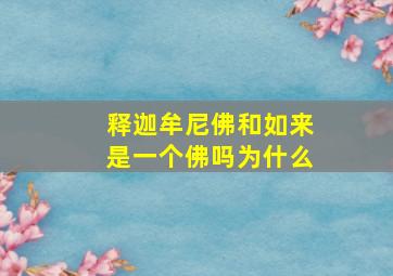 释迦牟尼佛和如来是一个佛吗为什么