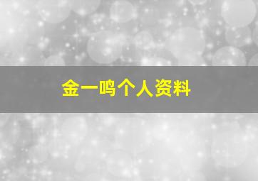 金一鸣个人资料