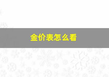 金价表怎么看