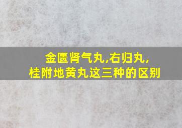 金匮肾气丸,右归丸,桂附地黄丸这三种的区别