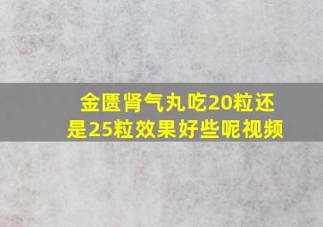 金匮肾气丸吃20粒还是25粒效果好些呢视频