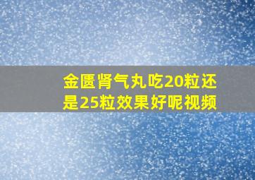 金匮肾气丸吃20粒还是25粒效果好呢视频