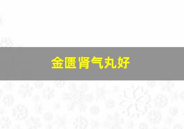 金匮肾气丸好