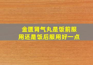 金匮肾气丸是饭前服用还是饭后服用好一点