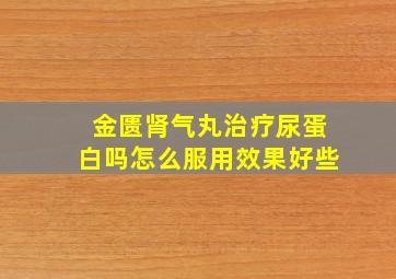 金匮肾气丸治疗尿蛋白吗怎么服用效果好些